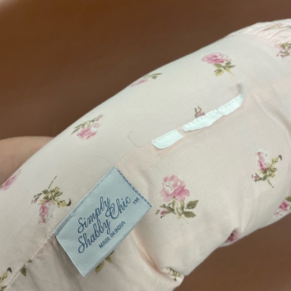 Shabby Chic Pink Floral Bolster Pillow - Picture 4 of 7